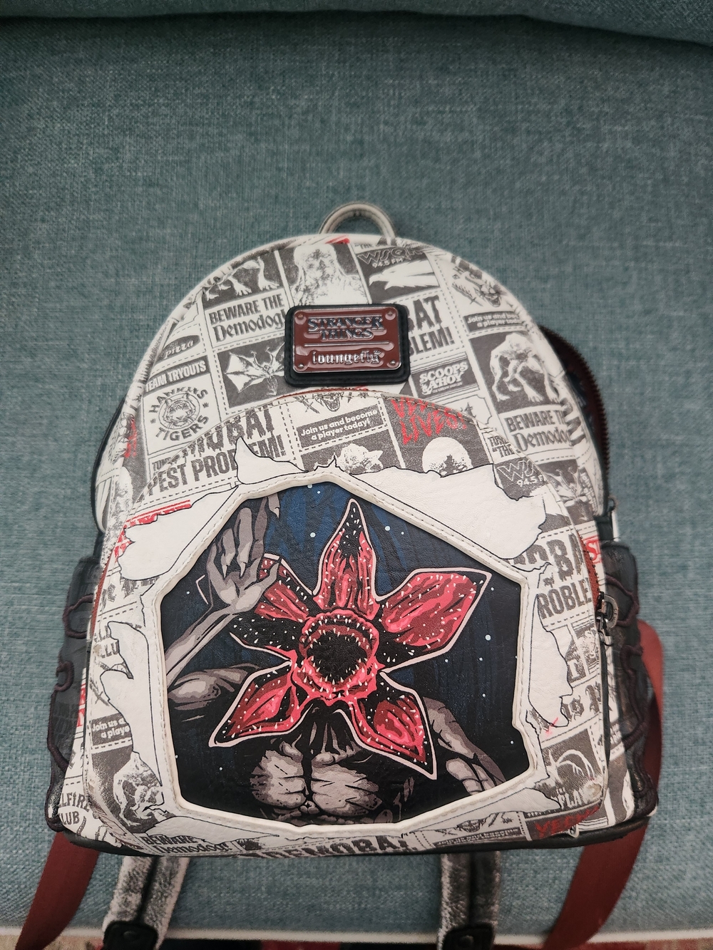 Loungefly Stranger Things White and Red Demogorgon Graphic  Backpack